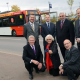 Cllr Mark Deaville, rear left, Staffordshire County Council Cabinet Member for Transport, Andrew Christie of ISP, Cllr Peter Bilson, Deputy Leader of Wolverhampton Council and Cabinet Member for Economic Regeneration and Prosperity, Peter Coates, managing director of NX Bus, Centro chief executive Geoff Inskip, front left, Cllr Judith Rowley and Cllr Bob McCardle, Cabinet Member for Street Services for South Staffordshire Council, launch the 54 service at i54 South Staffordshire.