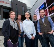 L-R: Andrew Granville, director of dance, Daimen Upton, director of musical theatre, Tony Dean, vice principal, Kieron Howe, director of music and music technology and Drew Lord, director of digital arts.